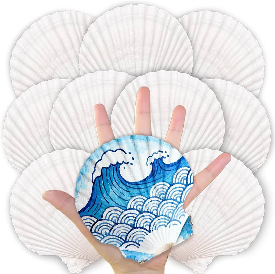 ReePlan 10PCS Large Scallop Shells for Crafts, 4-5 Inch Natural Sea Shells for Decorating, White ... | Amazon (US)