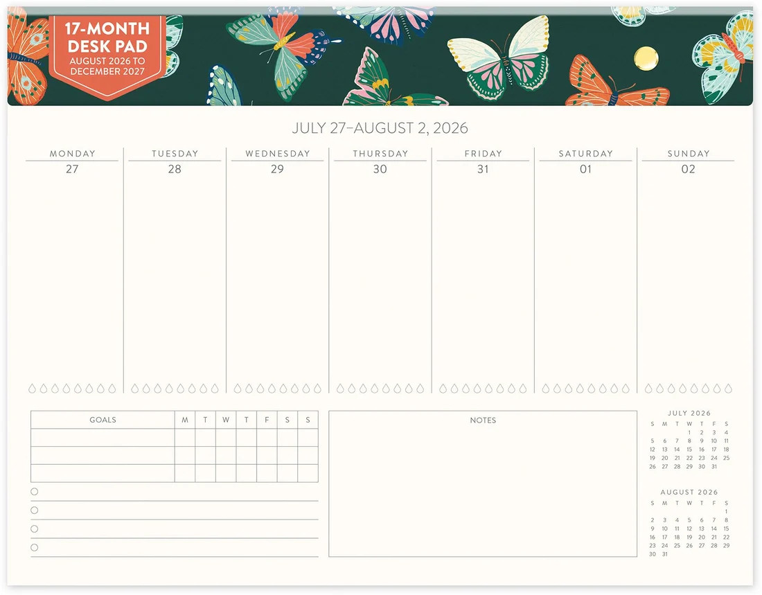 2026-2027 Forest Butterflies 17-Month Weekly Desk Calendar | Barnes & Noble