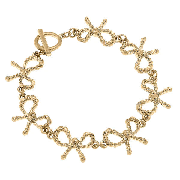 Kenny Bow T-Bar Bracelet in Worn Gold | CANVAS