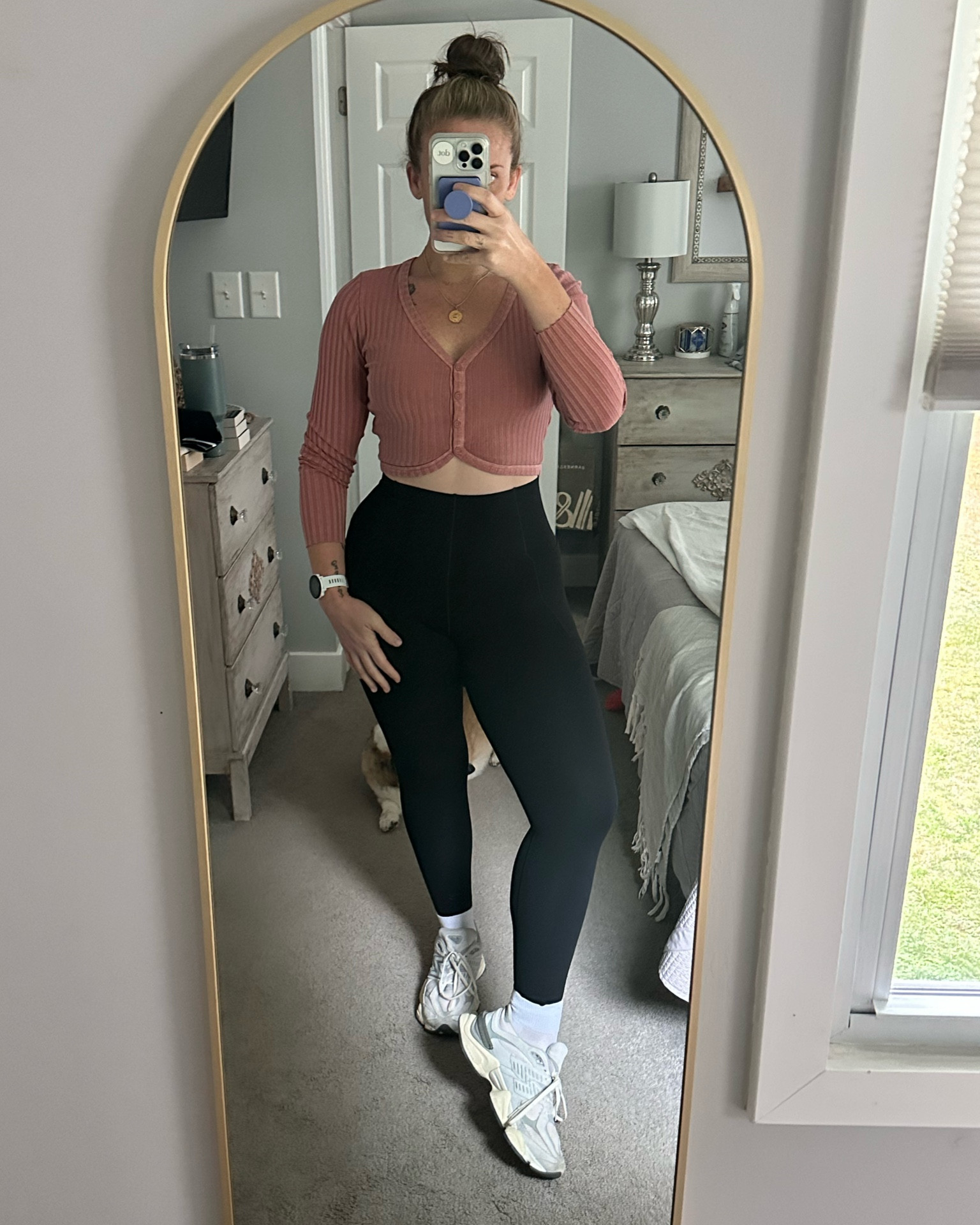 My WFP outfit (work from porch, bc I can do that 😂) Loving this new crop top from Aerie!!