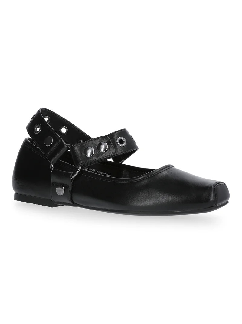 Scoop Women's Faux Leather Moto Maryjane Flats | Walmart (US)