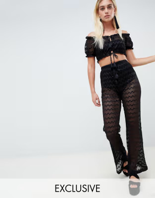 And Co Exclusive zig zag mesh pool party pants | ASOS (Global)