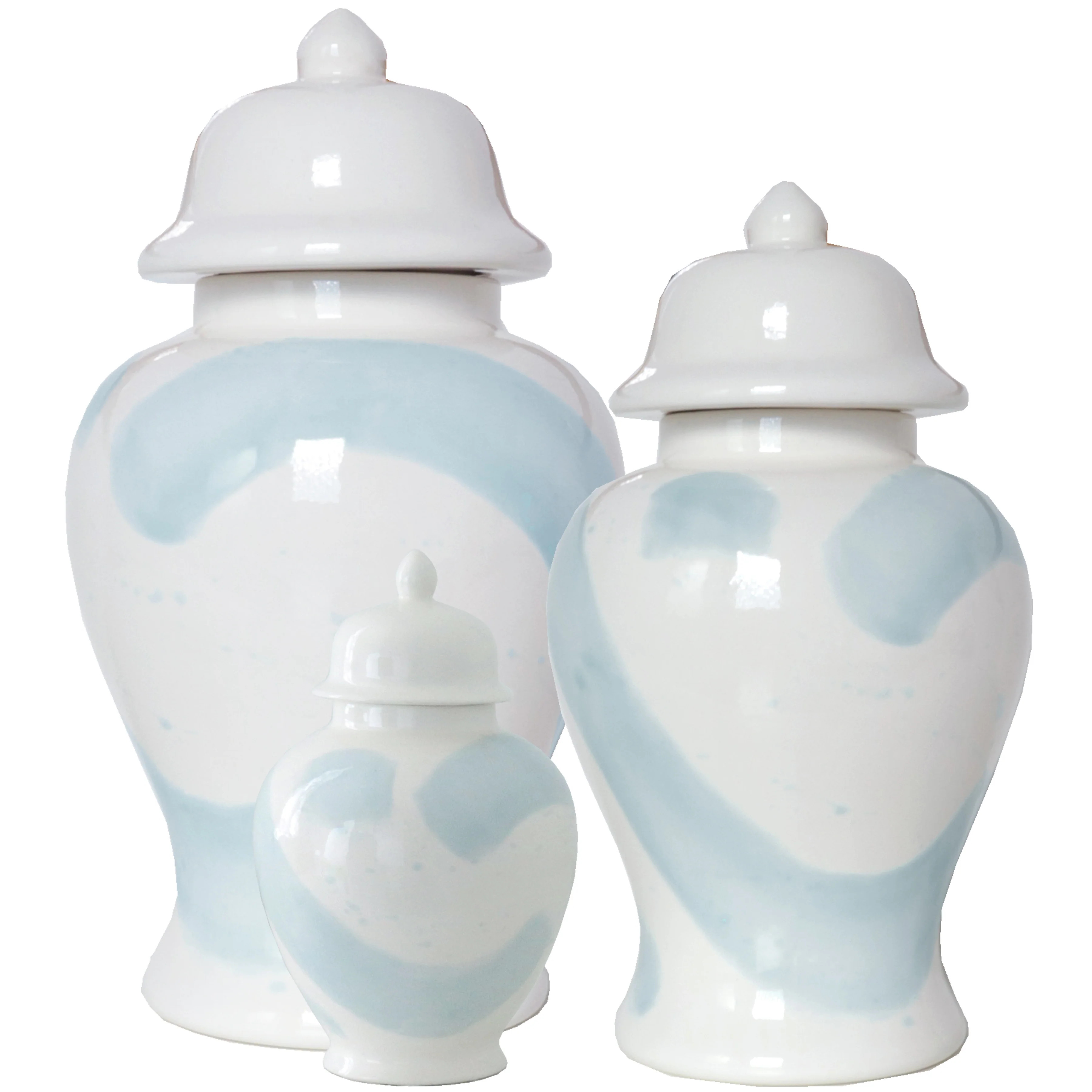 Hydrangea Light Blue Brushstroke Ginger Jars | Ruby Clay Company