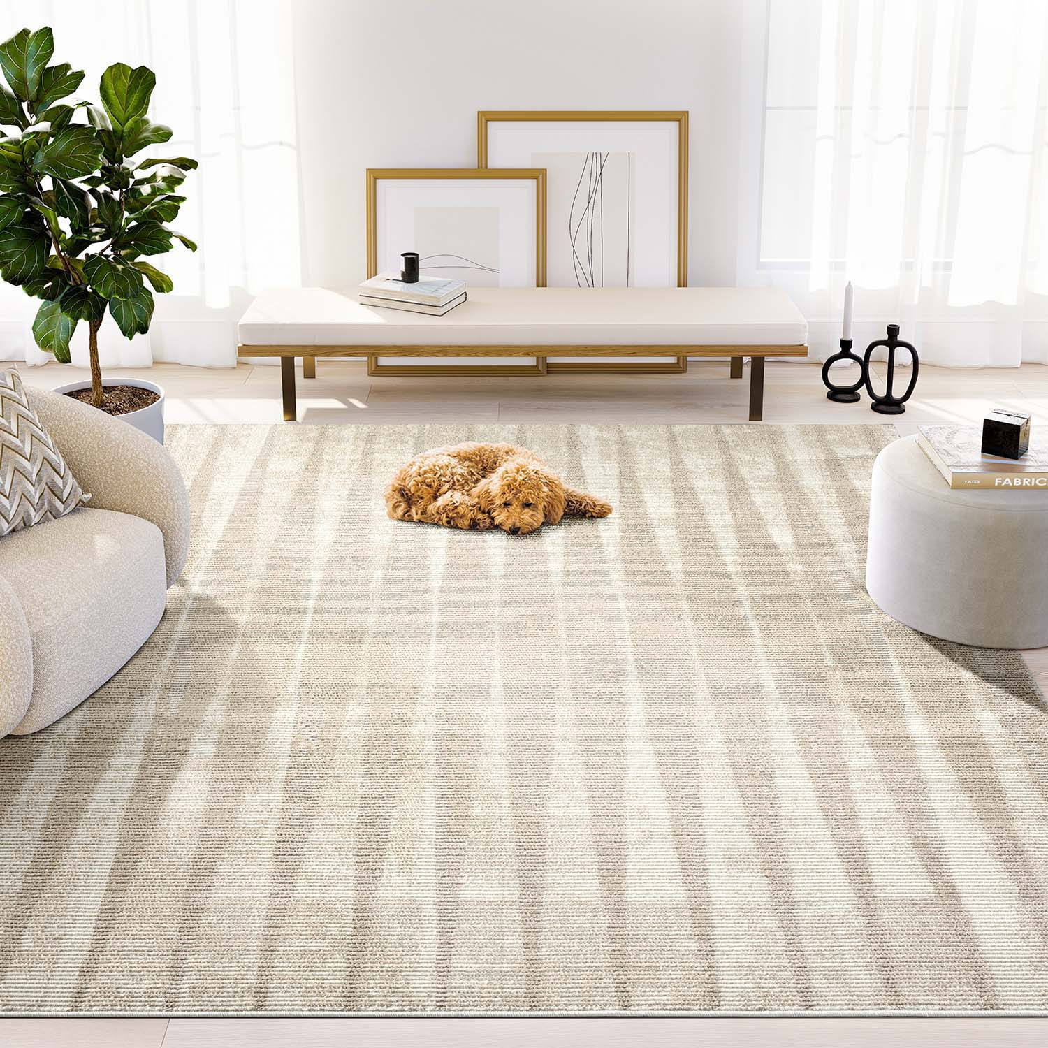 Abani Rugs Terra 8 x 10 (ft) Loomed Polyester/Polypropylene Cream/Beige Rectangular Indoor Geometric Spot Clean Only Area rug | TER150A-8 | Lowe's