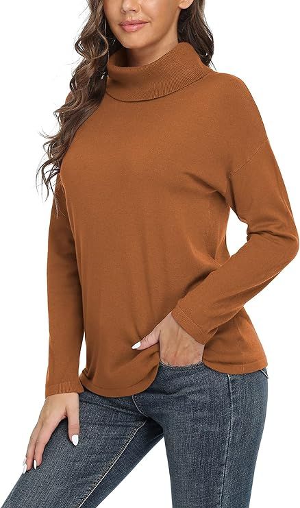 VIISHOW Women's Turtleneck Sweater Long Sleeve Cozy Warm Sweater Casual Lightweight Soft Pullover... | Amazon (US)