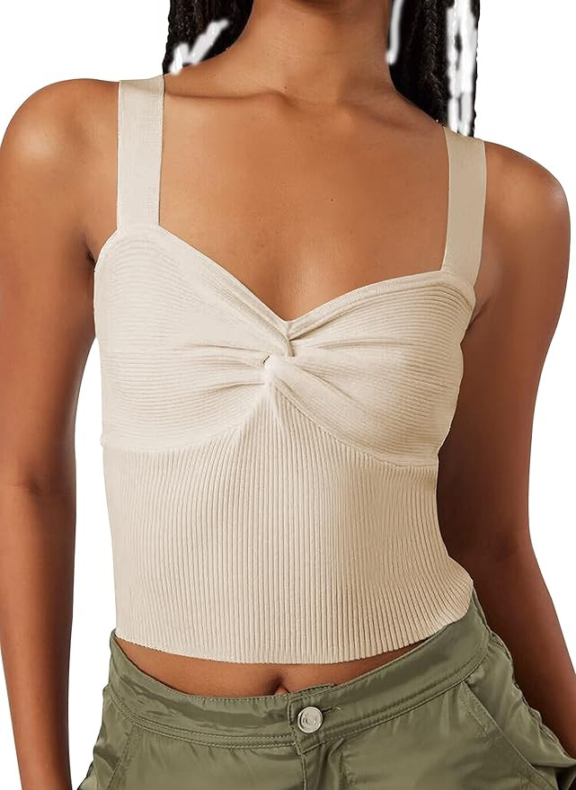 SAFRISIOR Women Sweetheart Neck Twist Knot Crop Tank Top Sleeveless Backless Knitted Crop Vest To... | Amazon (US)