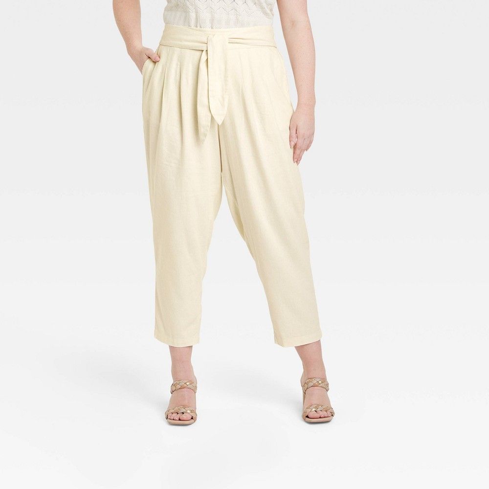 Women's Plus Size Mid-Rise Relaxed Fit Tapered Pants - Who What Wear Cream 2X | Target