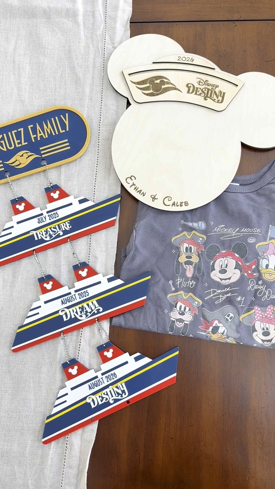 Getting our family cruise ready 🚢 

We’ve got a Disney cruise coming up this August and I’m making sure we’re prepared 😆 

Ordered a signature plaque for my boys to get character autographs (I’ve ordered from this shop before and we’ve got our signed plaque displayed in the boys’ playroom, I’ll share it later this week along with other prior Disney cruise goodie from last year 😉), shirts to wear during the day on pirate night, and a hanging display for our door with our prior Disney cruises 🤍

I’ve linked it all here plus some prior cruise favorites, too! Questions? Drop a comment!

Save this for your upcoming summer vacation/cruise inspo, find more like this in my Travel & Disney collections, and follow me for more ✨

Disney cruise • matching shirts • family matching • matching outfits • sibling matching • pixie dust • Disney signature • Disney autograph 

#LTKTravel #LTKKids #LTKstorytime