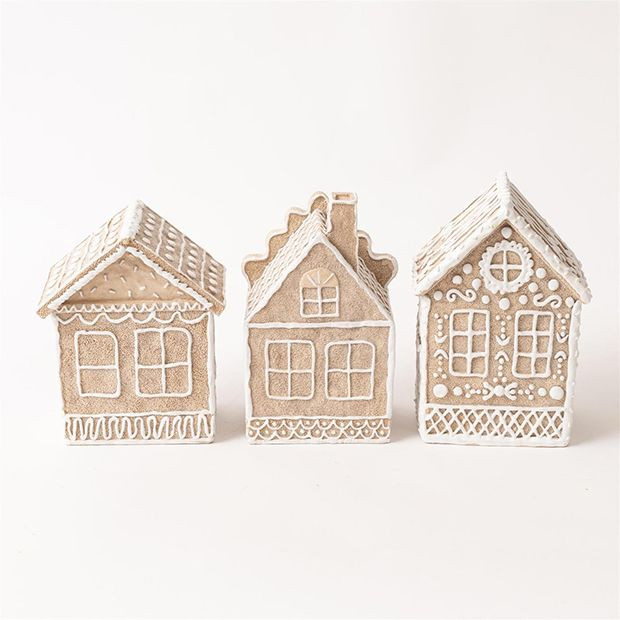 Nice and Neutral Christmas Gingerbread House Set of 3 | Antique Farm House