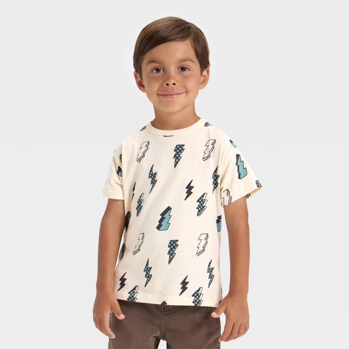 Toddler Boys' Short Sleeve Relaxed T-Shirt - Cat & Jack™ Cream 4T | Target