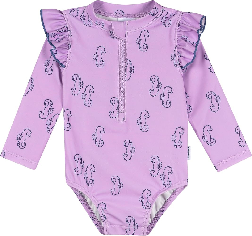 Gerber Baby & Toddler Girls Long Sleeve One Piece Rashguard Swimsuit | Amazon (US)