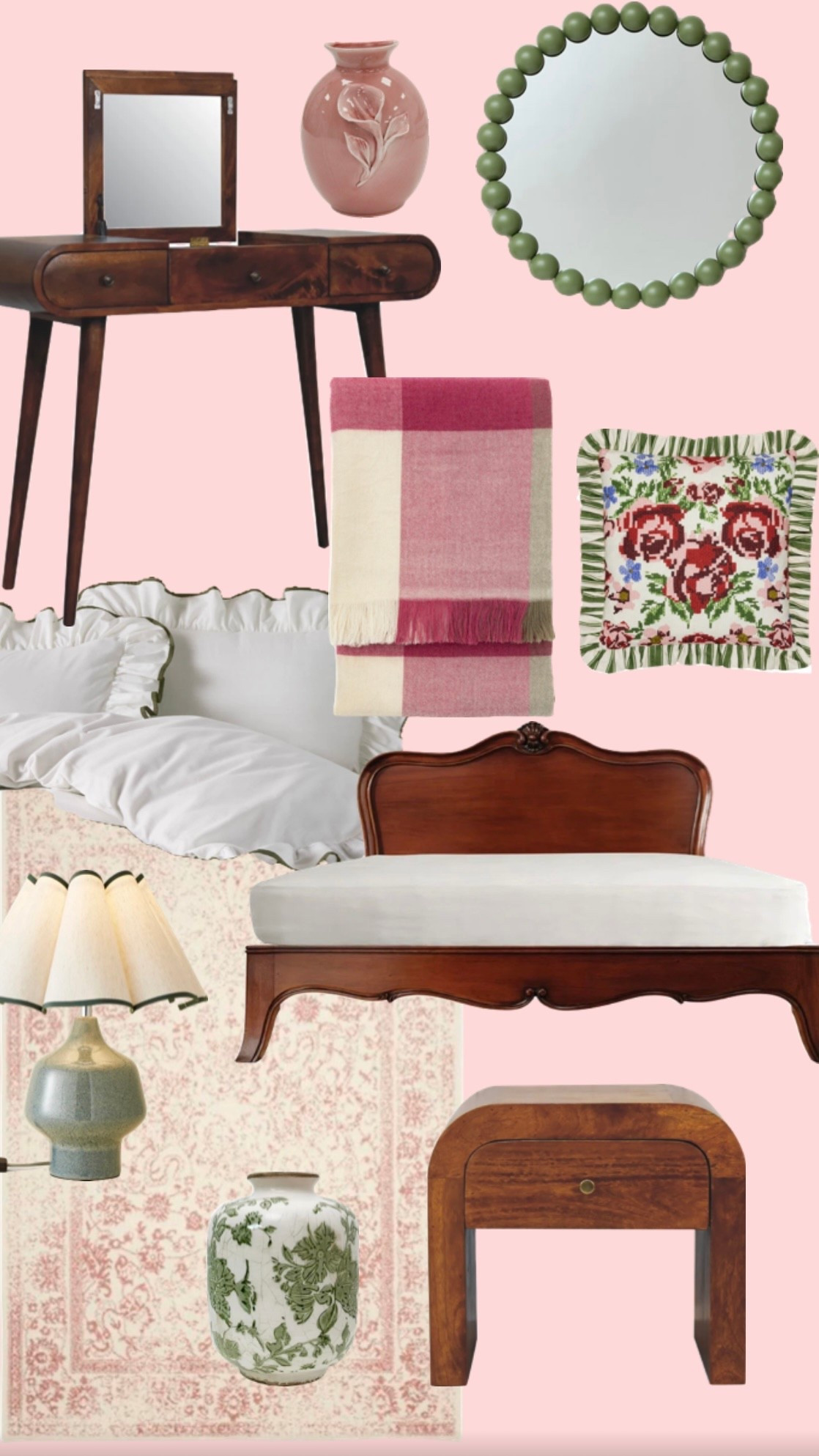 Cosy Cottagecore inspired bedroom decor for Autumn 🍂 soft pinks meet earthy greens and berry tones, with accents of dark wood. #LTKxWayfairAW

#LTKxWayfair #LTKhome