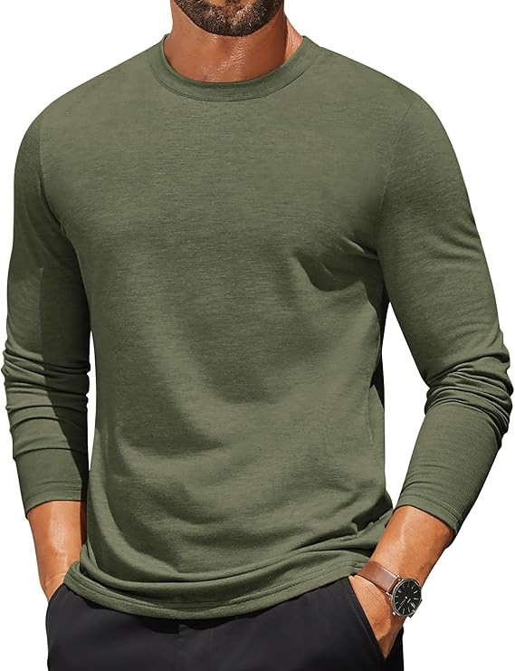 COOFANDY Mens Long Sleeve T Shirts Crew Neck Casual Basic Tee Shirt Lightweight Pullover Shirts | Amazon (US)