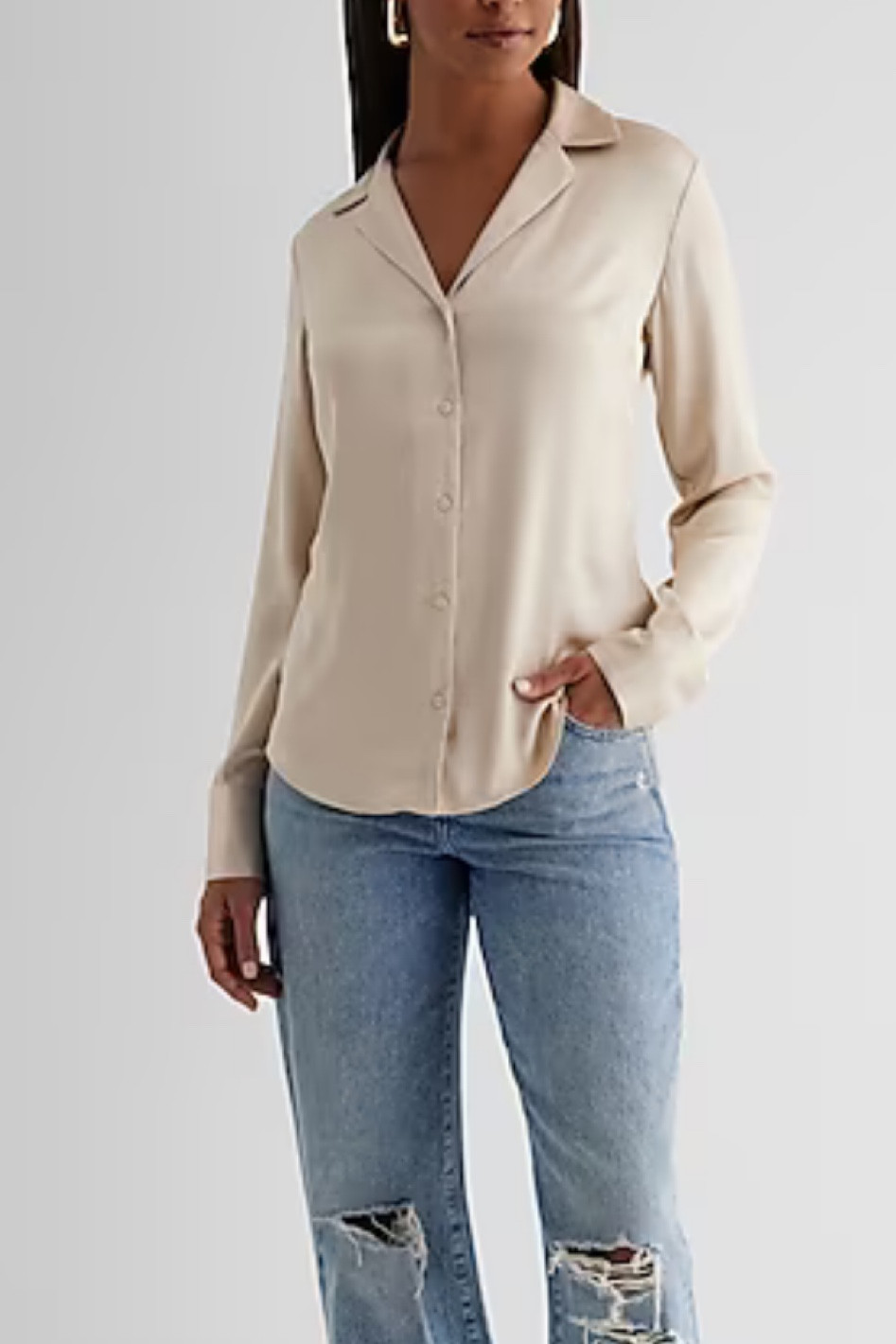 Ivory satin button down, pair with jeans & heels, a cute mini skirt & more 🤩

#LTKHoliday #LTKGiftGuide #LTKworkwear