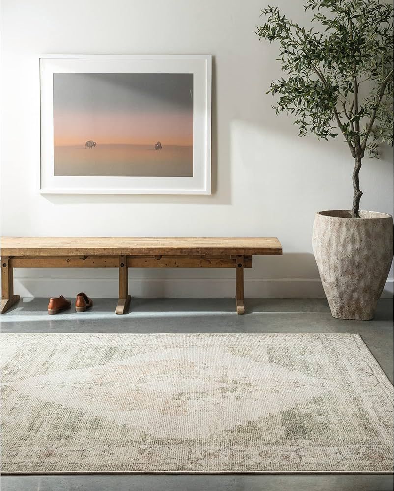 Becki Owens x Surya Luca Medallion Area Rug, 5'3" x 7', Olive | Amazon (US)