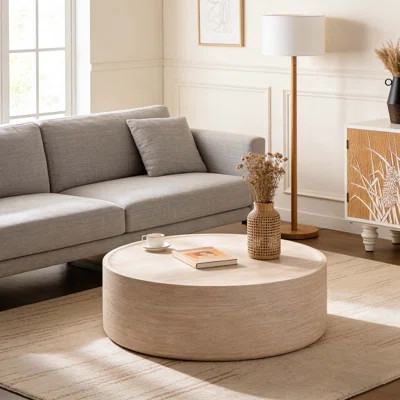 39.37" Round Coffee Table with Mars Pattern, Modern Drum Circle Coffee Table | Wayfair North America