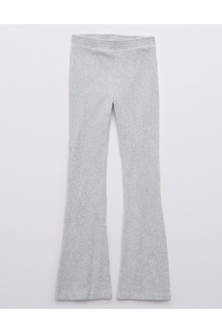 Aerie Groove-On Velour High Waisted Flare Pant Women's Medium Heather Gray XL Long | American Eagle Outfitters (US & CA)
