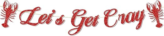 Glitter Crawfish Party Decorations Let’s Get Cray Lobster Boil Themed Party Banner Crawfish Bir... | Amazon (US)