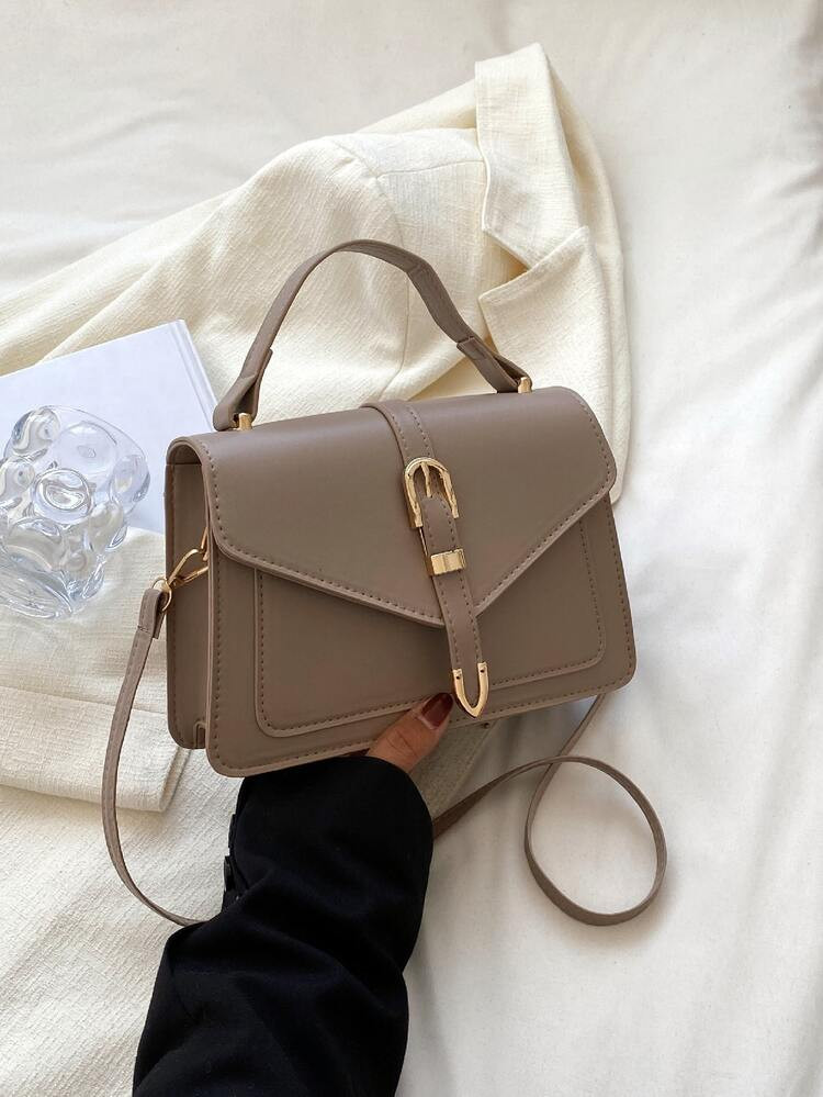 Bolsa cuadrada con diseño de hebilla con solapa | SHEIN