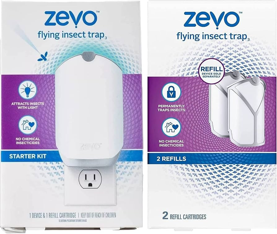 Zevo Flying Insect Trap, Fly Trap + Refill Cartridge Pack (1 Plug-in Base + 3 Total Refill Cartri... | Amazon (US)