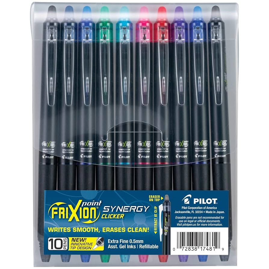 Pilot, FriXion Synergy Clicker Erasable, Refillable, Retractable Gel Ink Pens, Extra Fine Point 0... | Amazon (US)