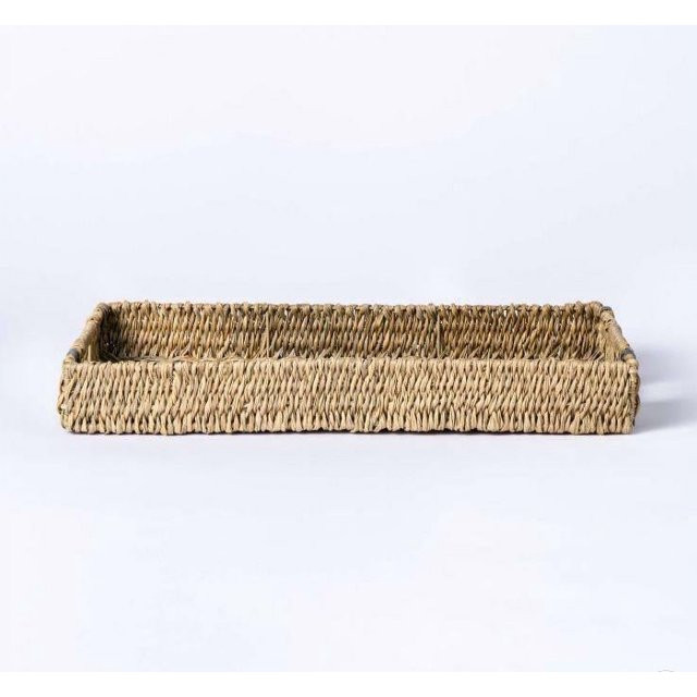 Large Manmade Outdoor Wicker Tray Gray Stripes - Threshold designed with Studio McGee | Walmart (US)