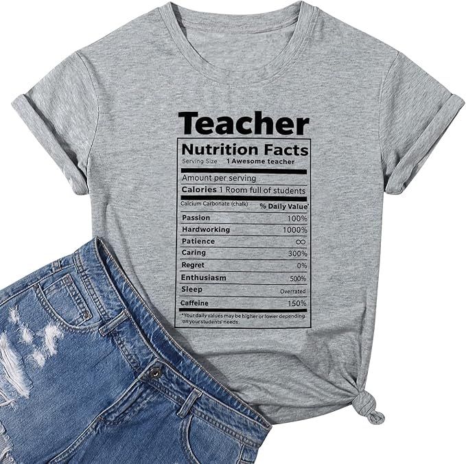 Teacher Life Shirt Women Teacher Daily Value Tee Letter Print Athletic Tee Teachers Workout Short... | Amazon (US)