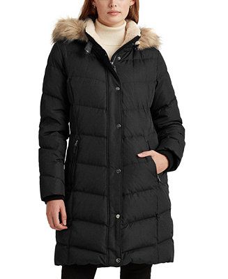 Women's Faux-Fur-Trim Hooded Puffer Coat, Regular & Petite | Macy's