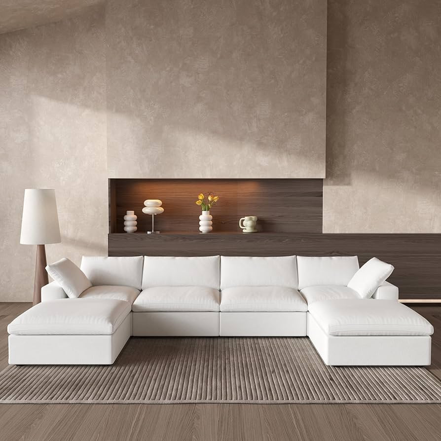 Cloud Couch Modular Sectional Sofa,160.6" Down Filled Sofa with Storage Ottoman,U Shaped Couch 6 ... | Amazon (US)