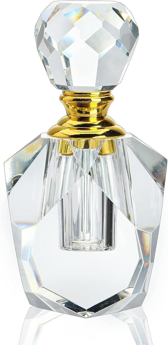 H&D HYALINE & DORA Clear Crystal Cut Perfume Bottle with Stopper Empty Refillable Glass Bottle,Gi... | Amazon (US)