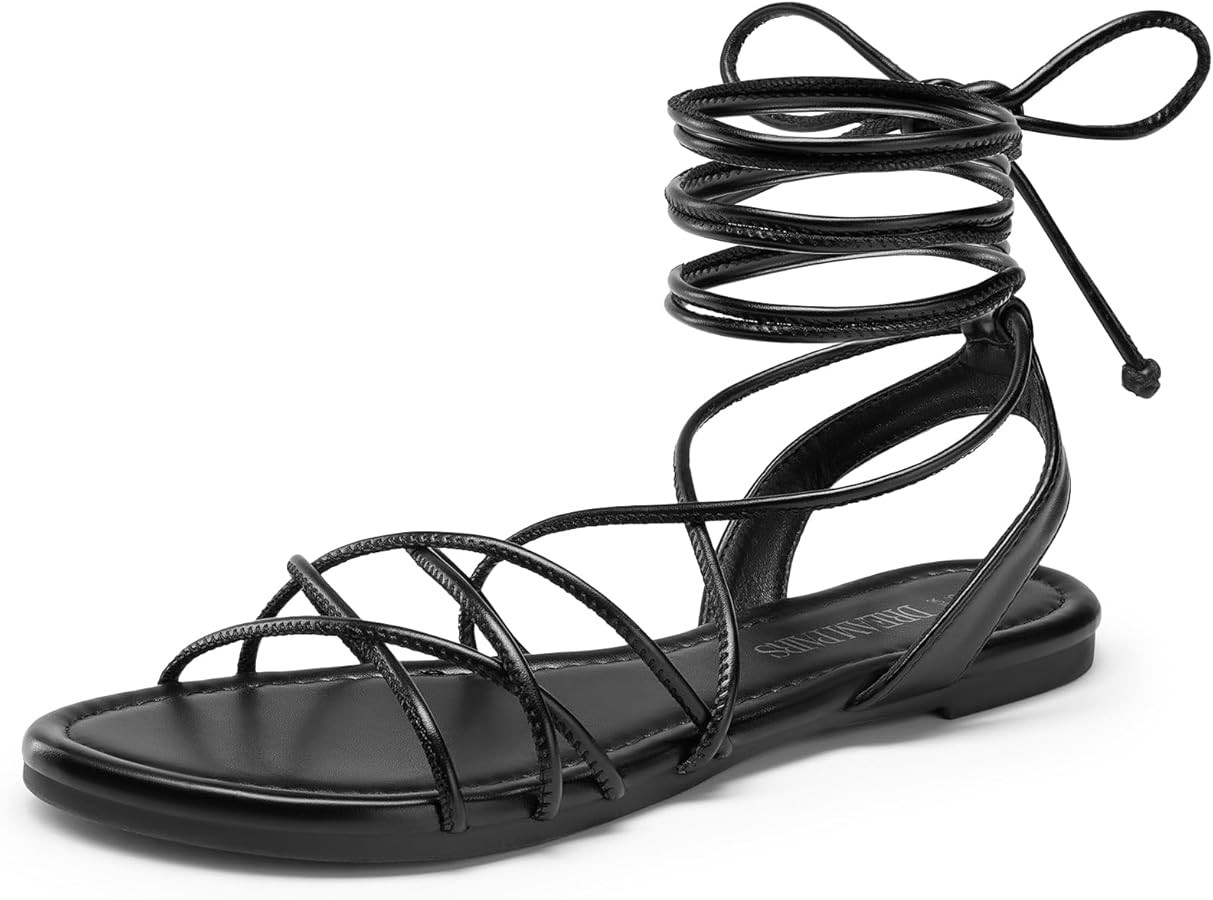 DREAM PAIRS Lace-up Gladiator Sandals Strappy Dressy Summer Flat Sandals for Women | Amazon (US)