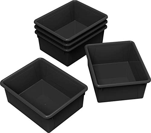 Storex Letter Size Deep Storage Tray – Organizer Bin for Classroom, Office and Home, Black, 5-Pack ( | Amazon (US)