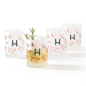 Winter Scenic Frosted Rocks Glasses, Set of 4 | Mark and Graham