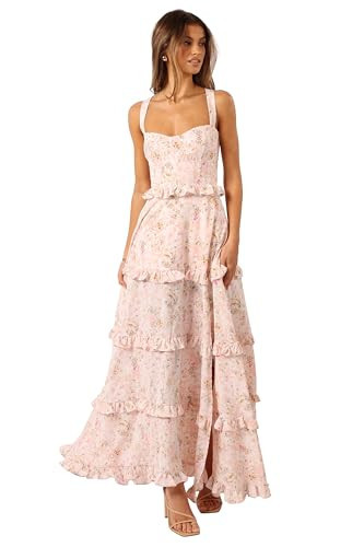 Lillee Tiered Maxi Dress - Pink Floral XL | Amazon (US)