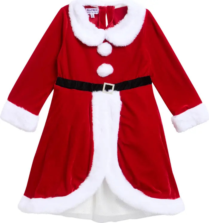 Kids' Santa Faux Fur Trim Dress | Nordstrom Rack