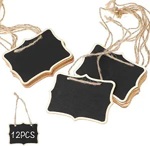 Mini Wooden Chalkboard Signs - 12 Pack Small Hanging Blackboard Labels for Party Buffet Food Name... | Amazon (US)