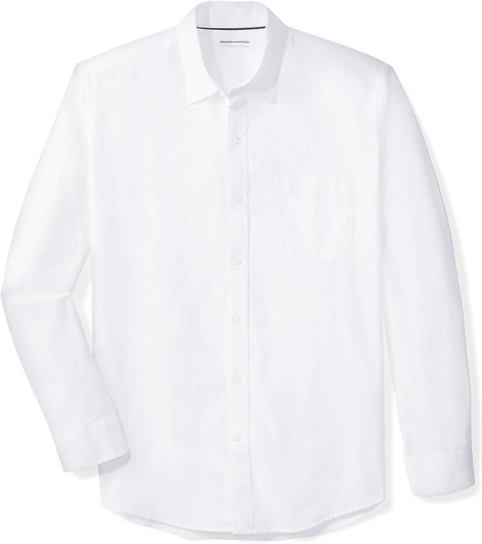 Amazon Essentials Men's Regular-Fit Long-Sleeve Plaid Poplin Shirt | Amazon (US)
