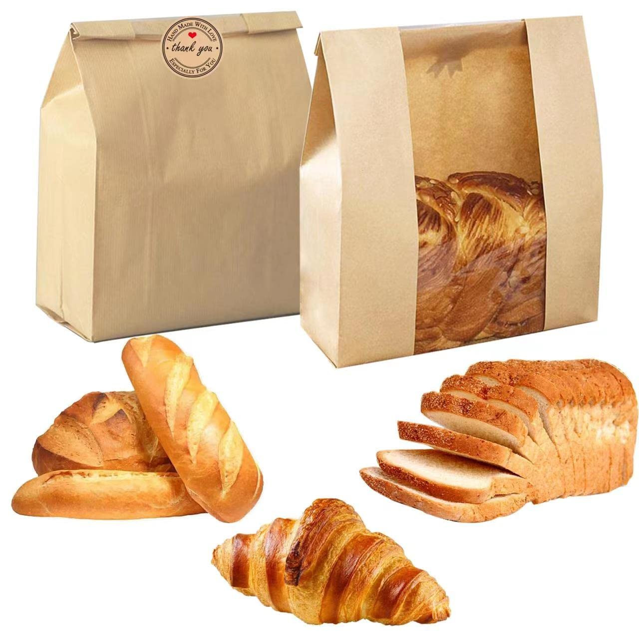 Large Paper Bread Bags for Homemade Bread Sourdough Bread Bags Large Paper Bakery Bag with Window... | Amazon (US)