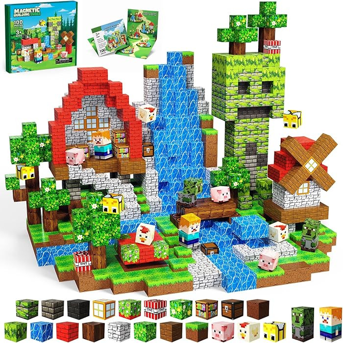 Magnetic Blocks Toys for Kids, 100PCS Magnetic Building Blocks, Magnetic Cubes, Sensory Stacking ... | Amazon (US)