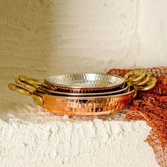 3-Pieces Handmade Copper Pans | Unique and Authentic | 14 cm, 16cm, 18cm | Tin Lined - Safer for ... | Etsy (US)