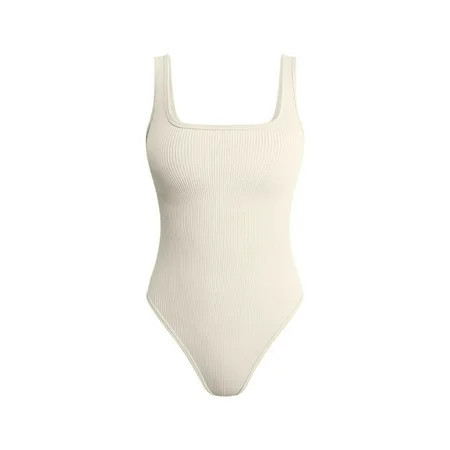 OQQ Women s one Piece Bodysuits Sexy Ribbed Sleeveless Square Neck Tank Tops Leotard 2025 Trendy Outfits | Walmart (US)