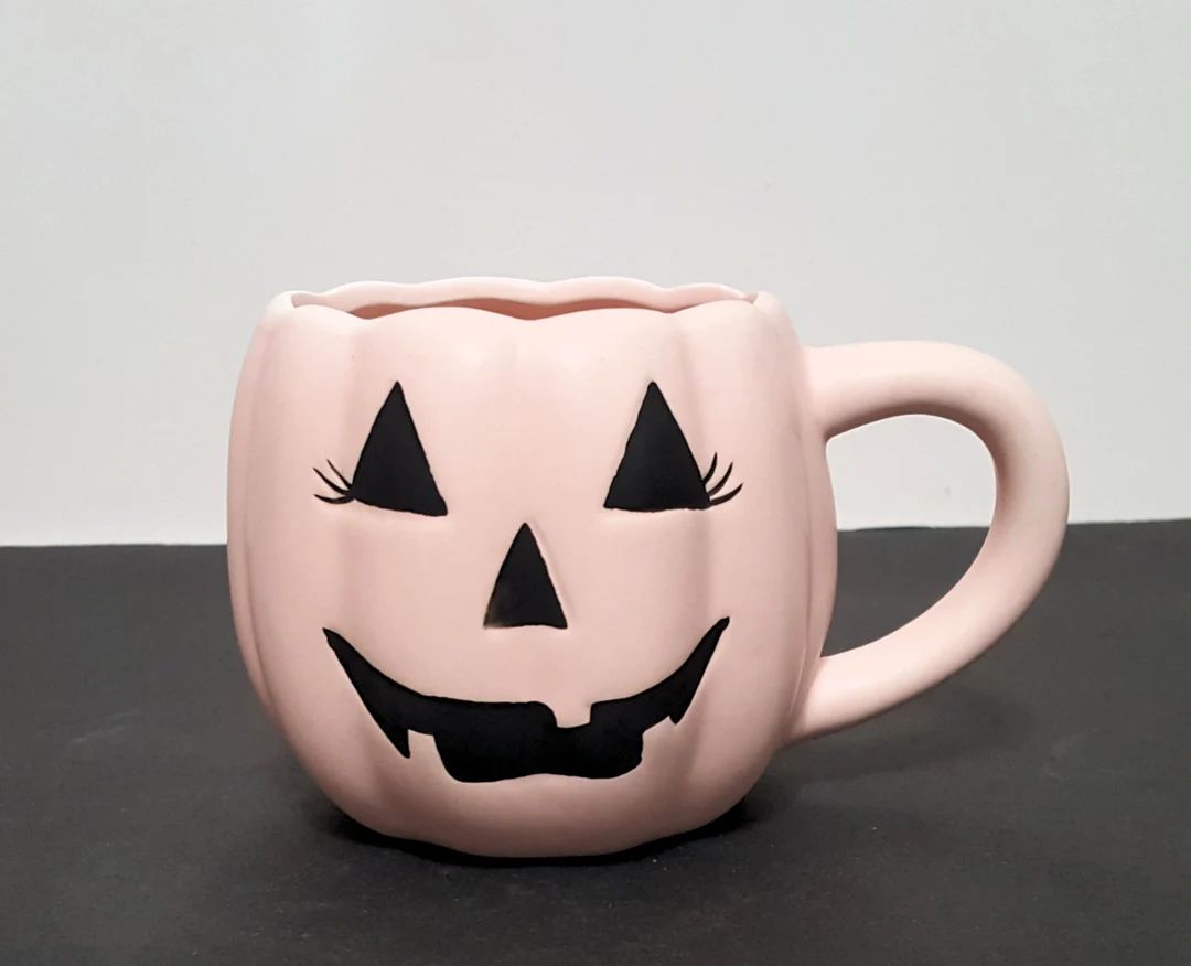 NEW RARE Halloween Light Pink Jack-O-Lantern Mug | Etsy (US)