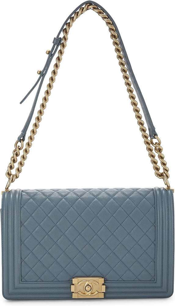 Amazon.com: Chanel, Pre-Loved Blue Quilted Caviar Boy Bag Medium, Blue : Luxury Stores | Amazon (US)