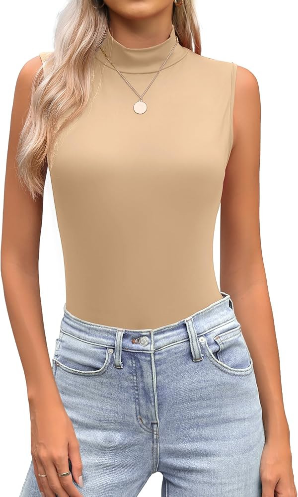 Zeagoo Womens Mock Turtleneck Tank Tops 2026 Slim Fitted Sleeveless Top Stretchy Basic Casual Lay... | Amazon (US)