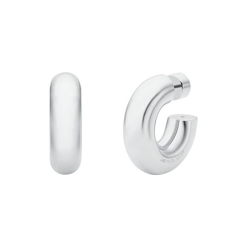 Michael Kors Women's Platinum-Plated Brass Tube Hoop Earrings | Amazon (US)