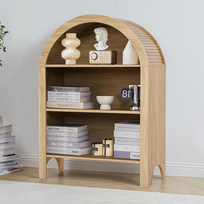 Freestanding Arched Bookcase, Modern 3-Tier Open Bookshelf, Low Short Bookshelf with Adjustable S... | Amazon (US)