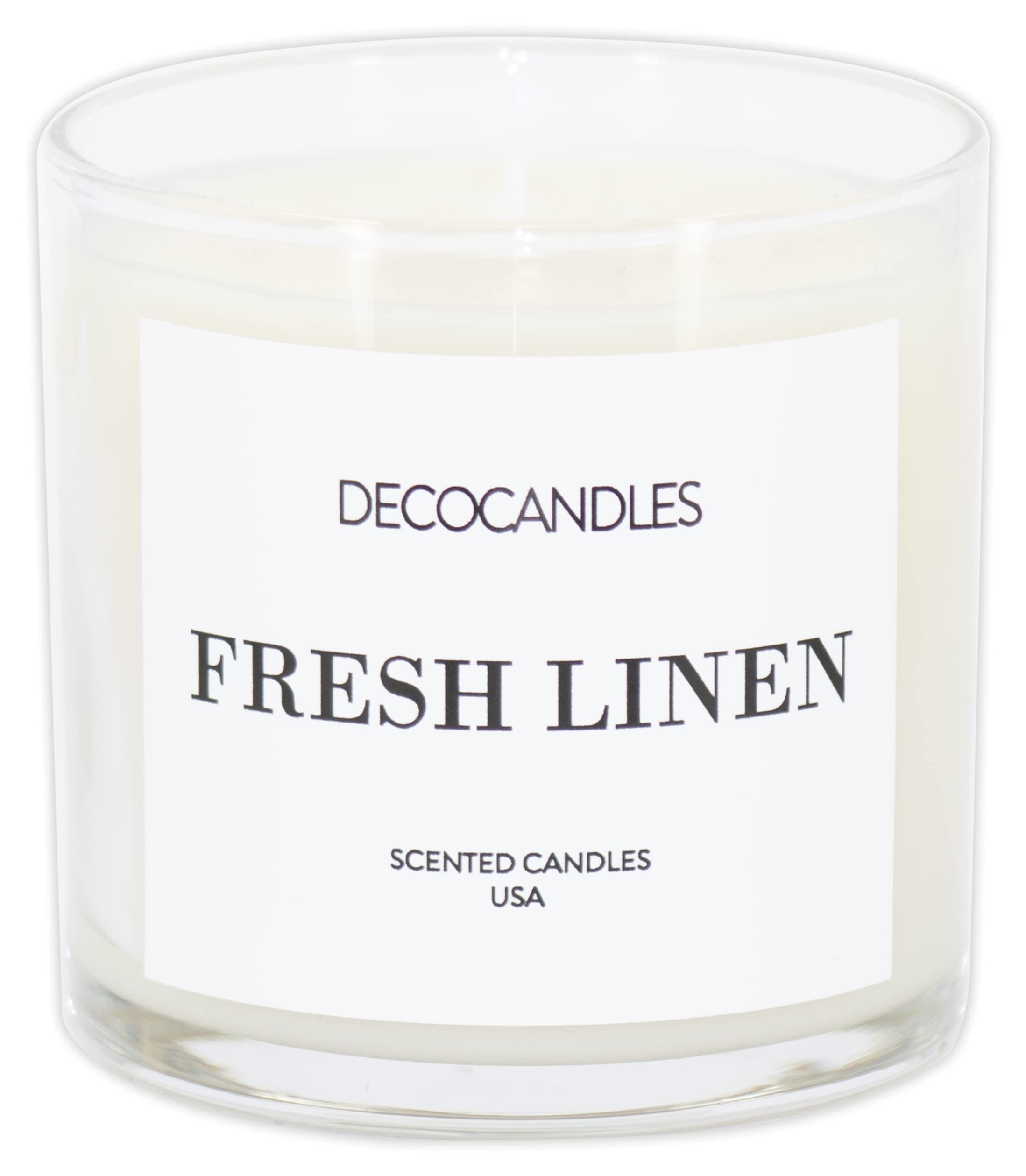 DECOCANDLES, Fresh Linen Scented Jar Candle, Handmade in USA, 6 oz. | Amazon (US)
