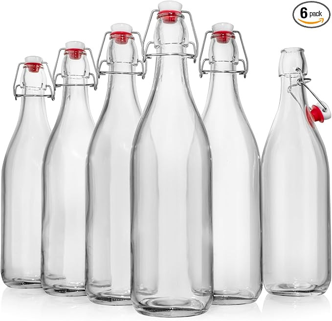 WILLDAN Swing Top Glass Bottles [1 Liter / 33 fl. oz.] [Pack of 6] Flip Top Brewing Bottle w/Leak... | Amazon (US)