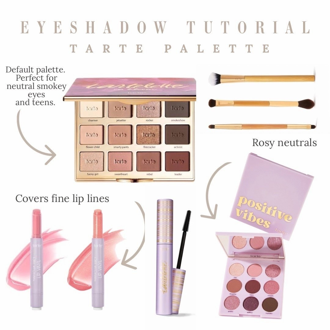 For the warm smokey eye, you can use either palette; Positive Vibes is just a bit more Smokey. 

Cover the lid with a bone color and then use the mattes, from lightest to darkest, in crease and outer corner. 

@Tarte #tartecosmetics #ad 

#LTKBeauty #LTKdayinmylife #LTKOver40