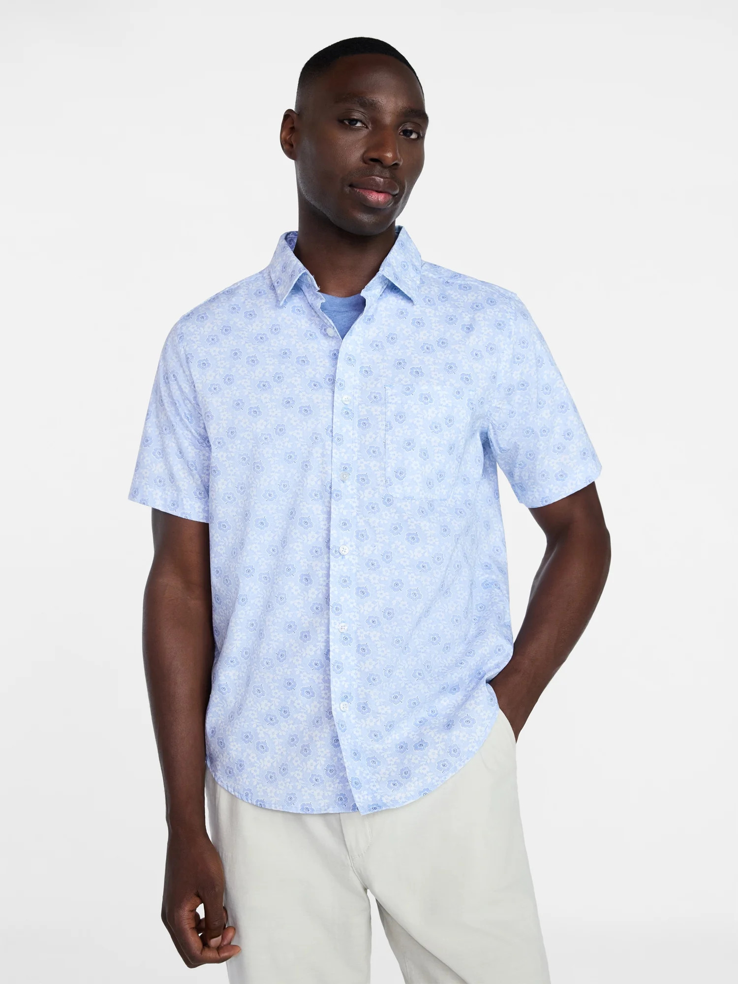 George Men's and Big Men's Button Up Performance Shirt with Short Sleeves, Sizes S-3XL | Walmart (US)